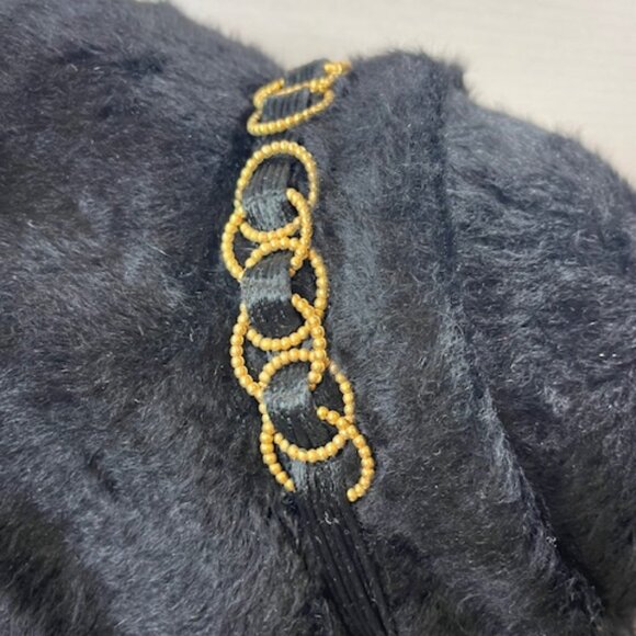 VTG Handmade Black Felt Fur Aileen's Atlanta Bucket Hat Gold Tone Accents - Picture 7 of 12